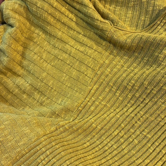 Eileen Fisher Mustard yellow Ribbed asymmetrical linen Knit Top - Picture 6 of 6